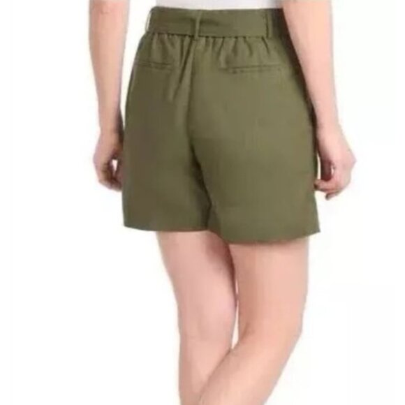 Dalia Women's Size XL Olive Linen Blend Elastic Back Waist Shorts Front Pockets - Picture 2 of 11